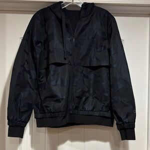 Womens Calia Jacquard Run Jacket Navy/Black Camo Size Large .